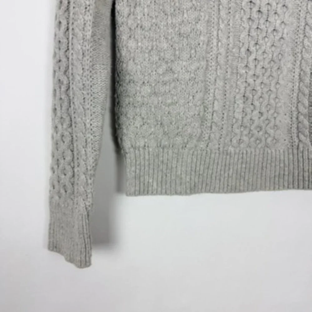 J. Crew Cable Knit Crewneck Sweater Women's Size Small Grey Lambs Wool Blend